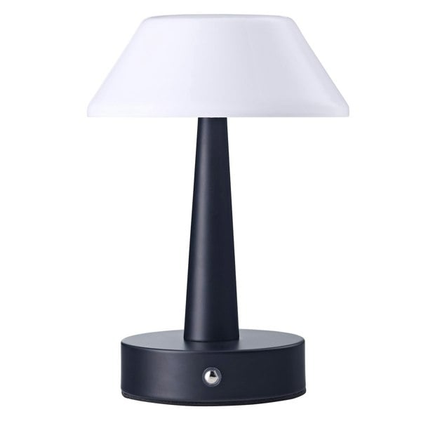 Matt Black Rechargeable Touch Dimmable Table Lamp with Opal White Domed Shade Image 1