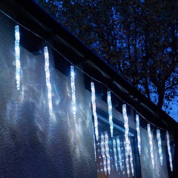 Samuel Alexander Set of 10 Light up Christmas Smart Icicle Lights with 50 Cool White & Multi-Coloured LEDs