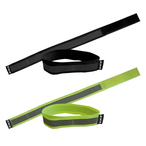WOWOW 2 Pack 3M Reflective Band Black Yellow Wrist Arm Leg Bands