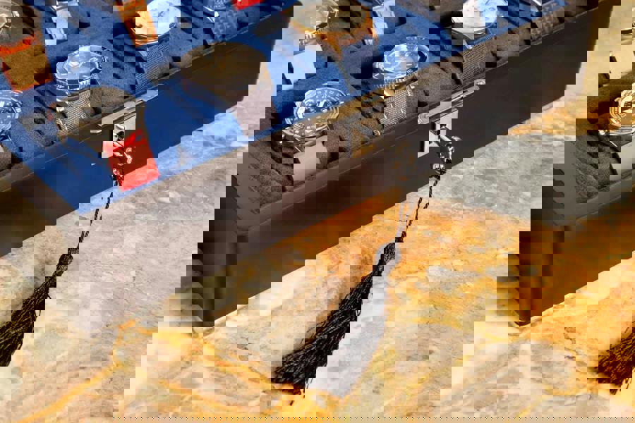 8 Slot Black Wooden Watch Box with Blue Velvet Lining watch boxKennett Great Britain