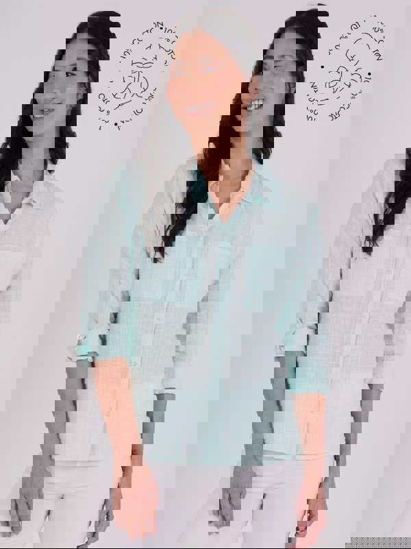 PennyPlain Collared Microcheck  Shirt - Mint