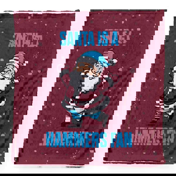 BritishmadeGifts Santa is a Hammers Football Fan - Luxury Fleece Blanket 150cm X 150cm