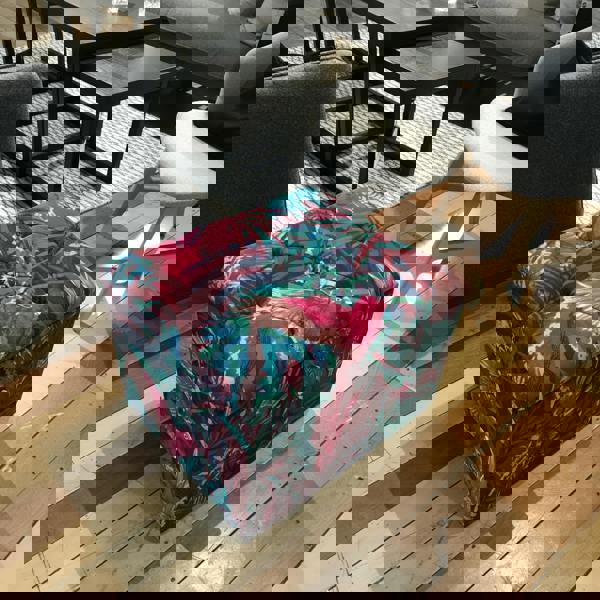 Square handmade buttoned floor footstool UK
