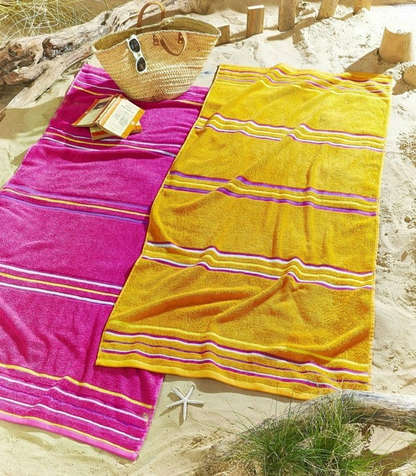 Catherine Lansfield Rainbow Pairs Pink Twin Pack Beach Towel