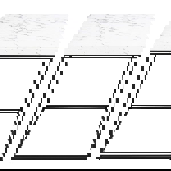 Furniture To Go Barossa Coffee Table with White Marble Effect Top & Black Steel Base 60cm