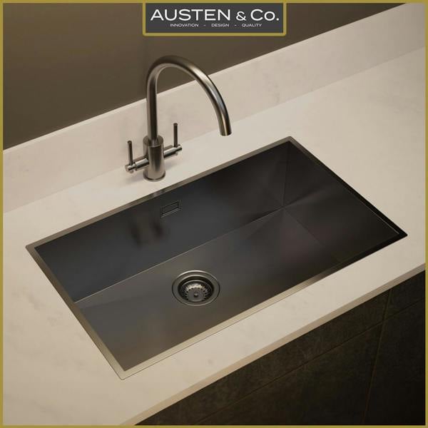 Austen & Co. Salento Jumbo Single Bowl Stainless Steel Kitchen Sink - Gunmetal