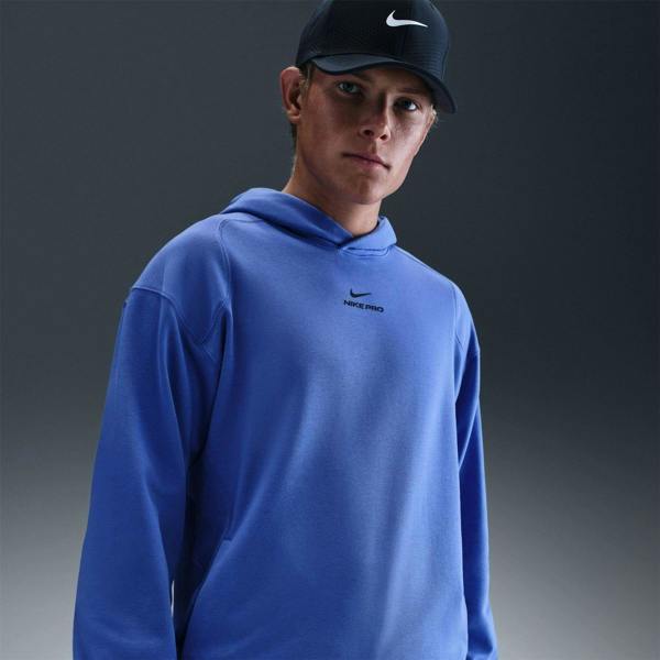 Nike Mens Pro Regular Training Pullover Hoodie - Blue - 