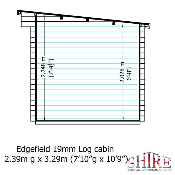 Shire 11x8 Edgefeild Log Cabin 19mm interlock Cladding - Best Shed