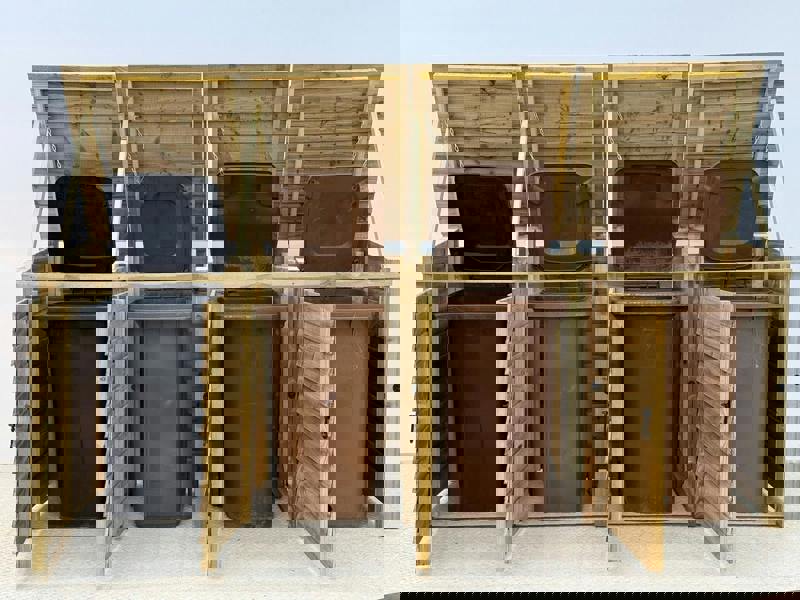 Arbor Garden Solutions Wooden Wheelie Bin Store, Natural Finish