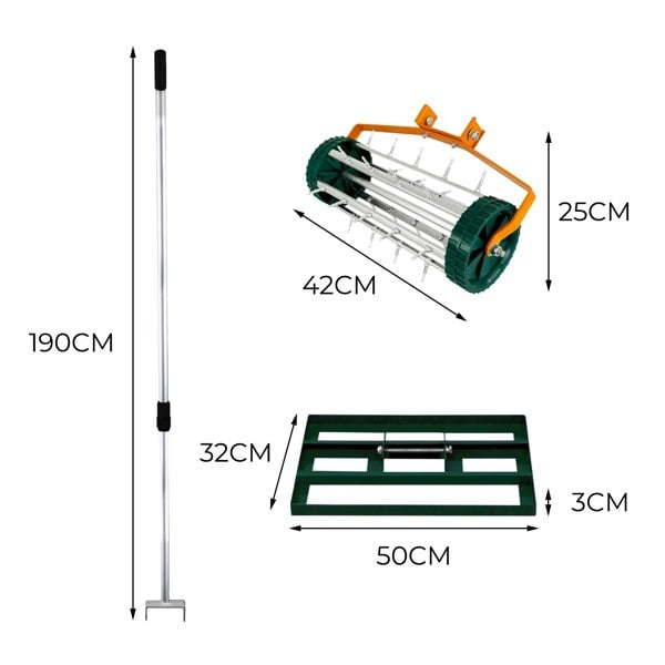 T-mech 50cm Lawn Leveller & Aerator – Green