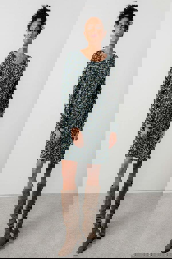 Lily & Me Spruce Floral Print Swing Dress Green