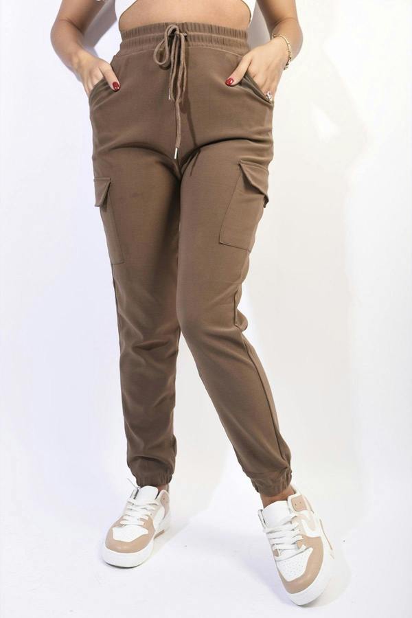 Frankie Cargo Pocket Trouser With Drawstring - Brown