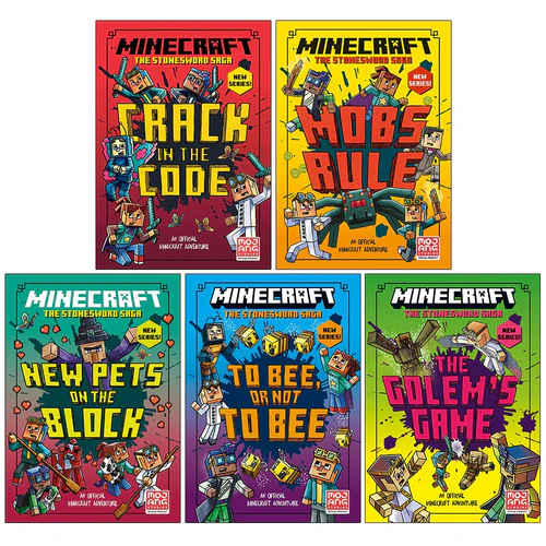 Minecraft Stonesword Saga 5 Books Collection Set – Mobs Rule! & Minecraft Adventure Collection