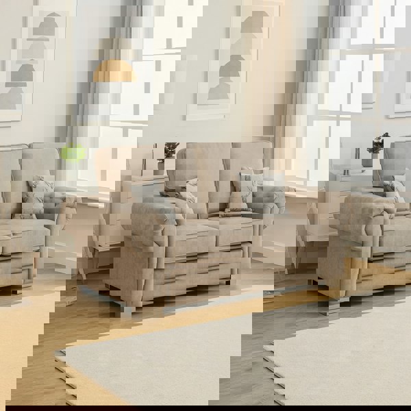 Furnishings For Less Milan Chesterfield Fabric 3 + 2 Seater Sofa Suite - Full Back