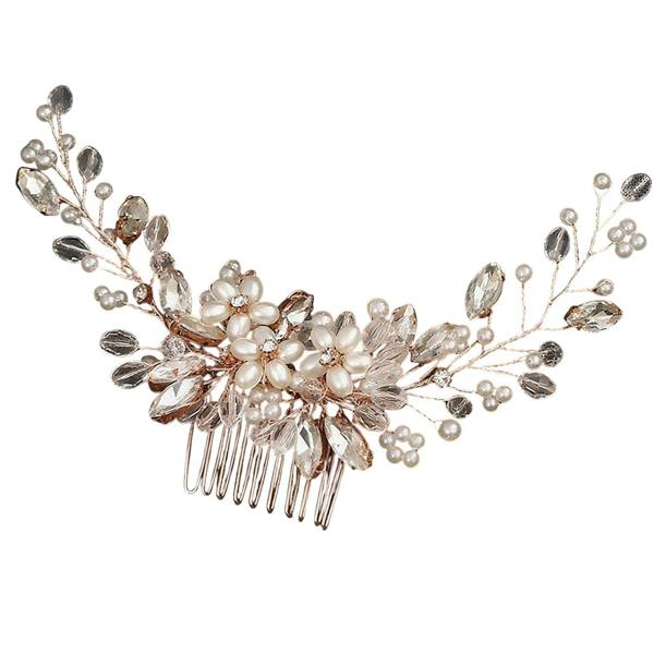 Gold Trip Pearl Flower Hair Comb