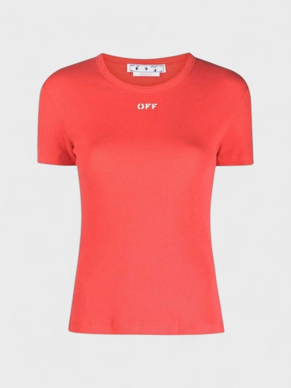 Off-White Off Stamp T-Shirt Red - Unisex