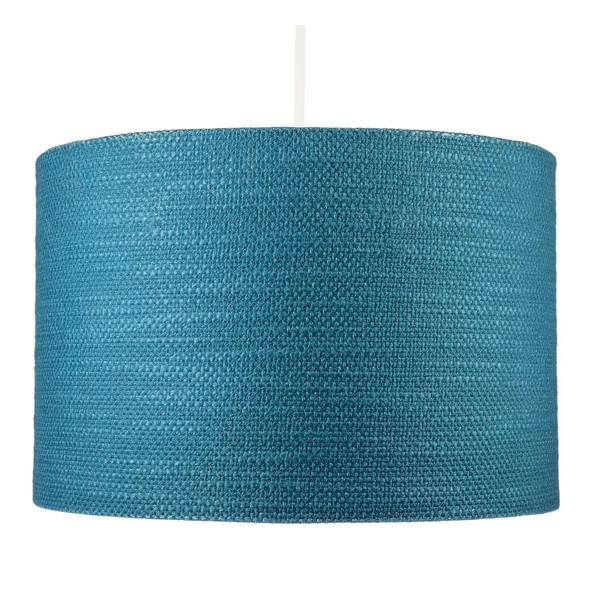 Biscay Bay Teal Textured Linen Pendant Lighting Shade with Diffuser Image 8