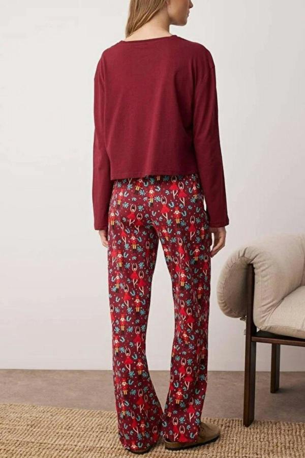 WOVCOR 2-Piece 100% Cotton Christmas Themed Knit Pajama Set