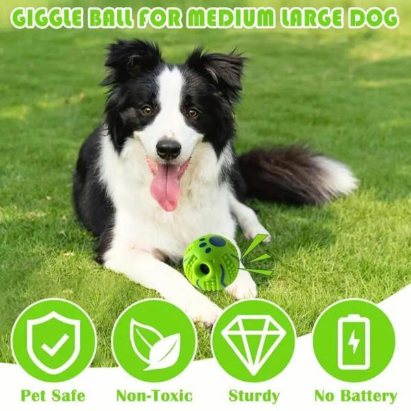 Dyzi Interactive Dog Sound Ball 8.8cm Durable Giggle Chew Toy Green