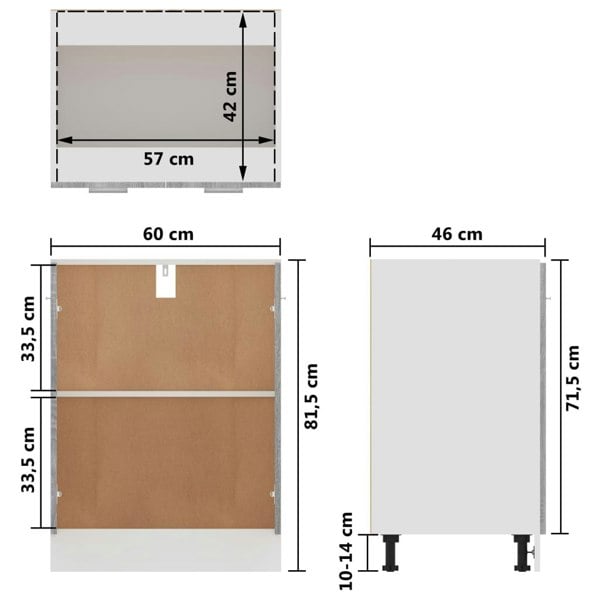 Berkfield Bottom Cabinet Grey Sonoma 60x46x81.5 cm Engineered Wood