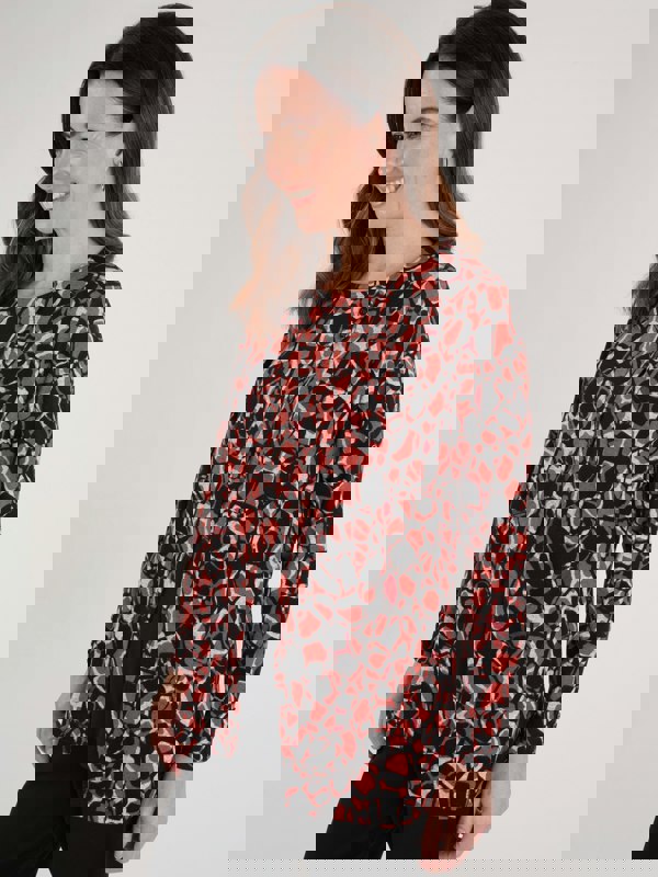 TIGI-Wear Mock Cardi All Over Animal Print Top