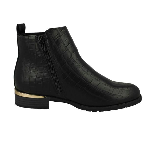 Spot On Ladies Spot On Croc Detailed Ankle Boots F51196