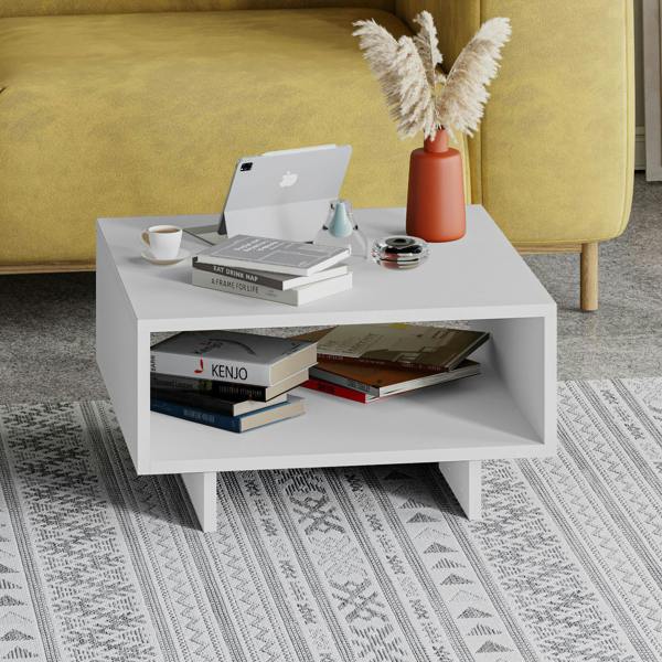 Decortie Hola Modern Coffee Table Multipurpose Storage Compartment 60x60x32 cm