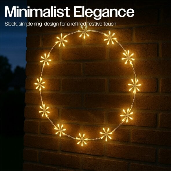 Scotts of Stow Xmas Haus  Warm White LED Metal Christmas Festive Wreath Ring