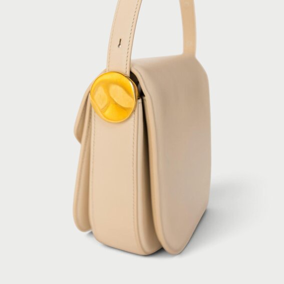 Jil Sander Medium Coin Leather Crossbody Bag Dune Beige