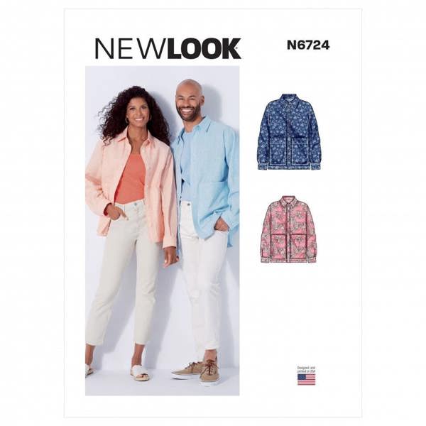 New Look Sewing Pattern 6724, Shirts for Women, Men, A (XS-S-M-L-XL) - Intermediate