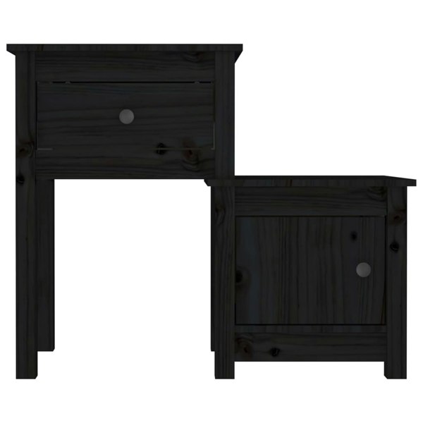 Berkfield Bedside Cabinet Black 79.5x38x65.5 cm Solid Wood Pine
