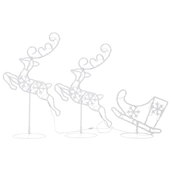Berkfield Acrylic Christmas Flying Reindeer&Sleigh 260x21x87cm Warm White