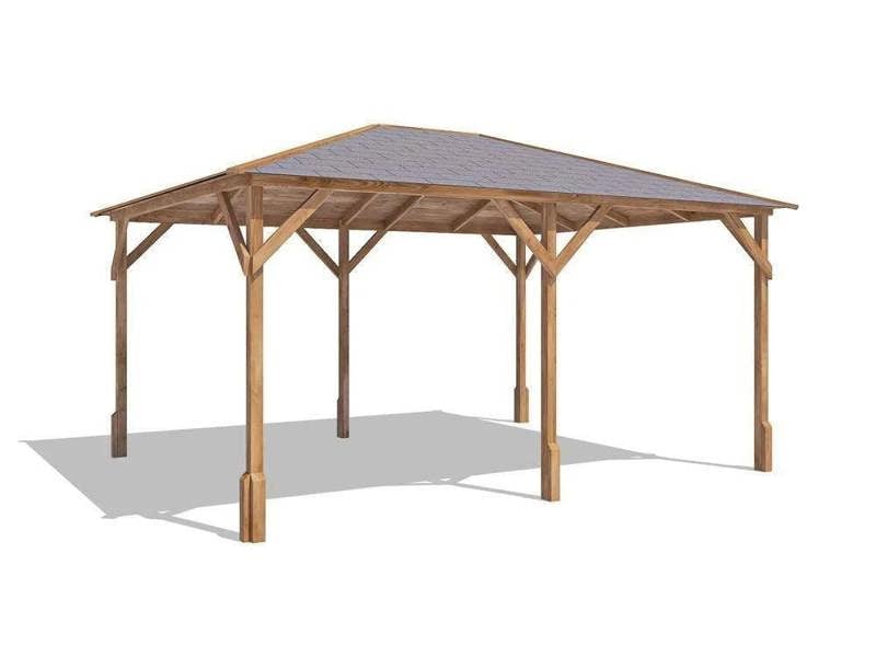 Dunster House Wooden Gazebo Utopia 430 4m x 3m Heavy Duty Garden Shelter, Roof Shingles Included