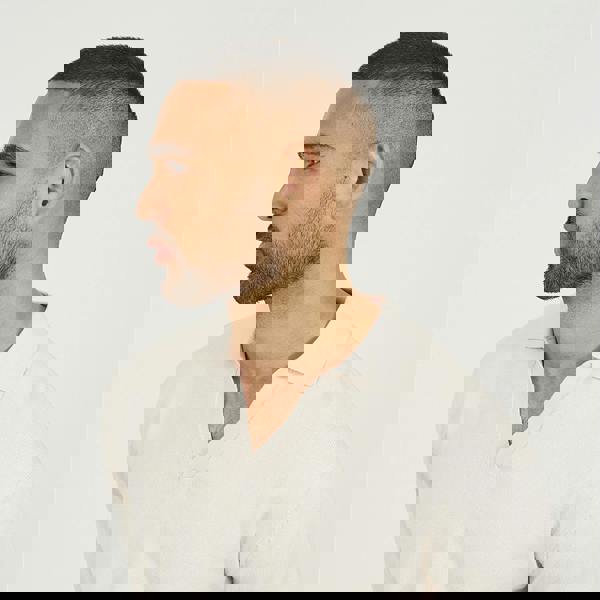 Brave Soul Cream Long Sleeve Trophy Neck Polo - Cream Image 4