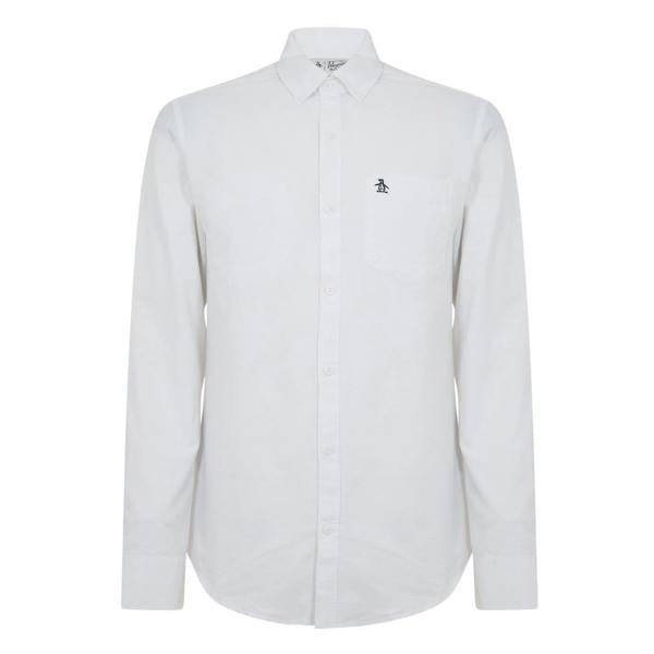 Original Penguin Mens Oxford Cotton Button-Down Shirt - Brilliant White - 