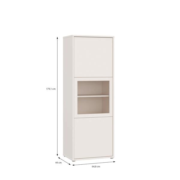 Furniture To Go Alice Springs Narrow Display Cabinet with 3 Push-to-Open Doors in Sand