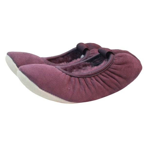 Eastern Counties Leather Womens/Ladies Sheepskin Lined Ballerina Slippers - Plum