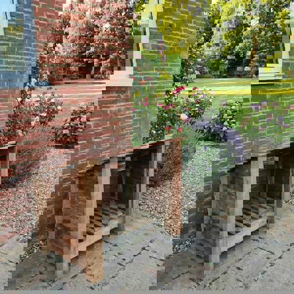 Arbor Garden Solutions Wooden Outdoor Shoe/Log Storage W-79cm, H-66cm, D-54cm - Brown Finish