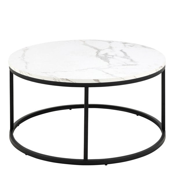 Furniture To Go Spiro Coffee Table with White Marble Melamine Top & Black Legs