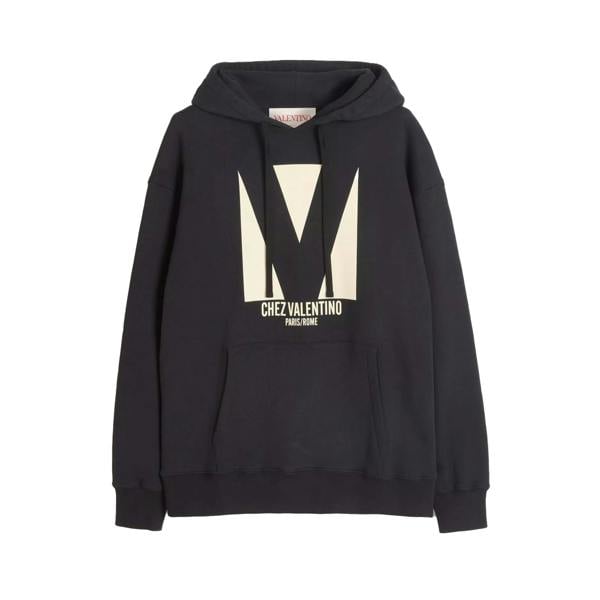 Valentino Chez Valentino Print Hoodie   in  Black