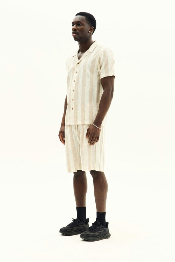 Men’s Striped Short Sleeve Shirt & Shorts Co-Ord Set