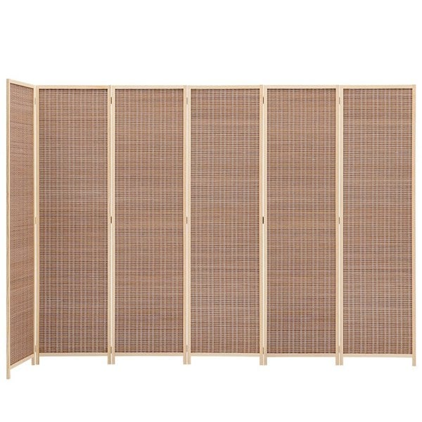 Brown Bamboo Woven 6-Panel Folding Room Divider Room Dividers Living and Home