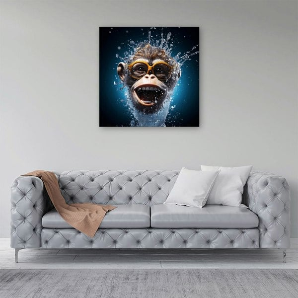 Warren Reed Splash Art Cheeky Chimp Face Canvas