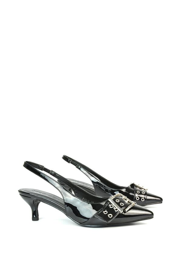 XY LONDON Pointed Toe Kitten Heels With Buckle