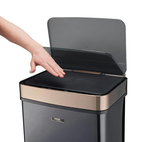 Cooks Professional 75L Sensor Recycling Bin with Food Caddy | Black / Copper