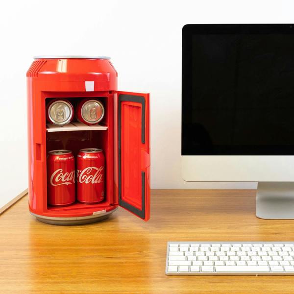Coca-Cola 5.4L Mini Fridge – 8-Can Cooler for Bedrooms, Travel or Desktop Use (Red)