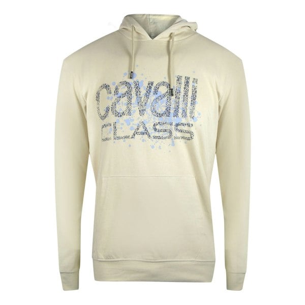 Cavalli Class Cracked Sprayed Logo Beige Hoodie