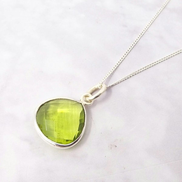 Sterling Silver Peridot August Birthstone Necklace