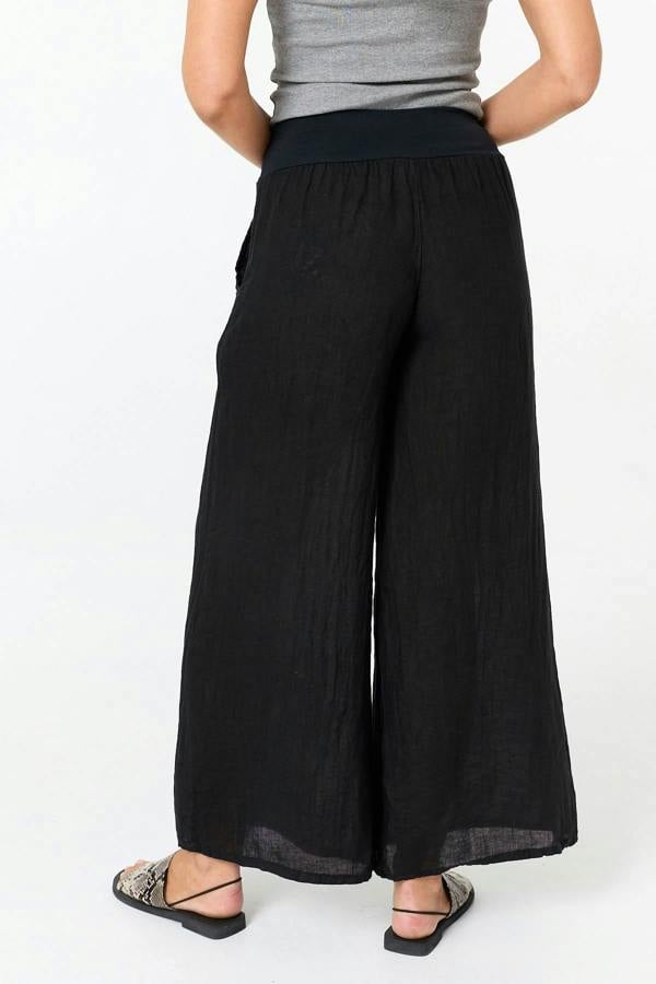 Black | High Waist Relaxed Flared Trousers