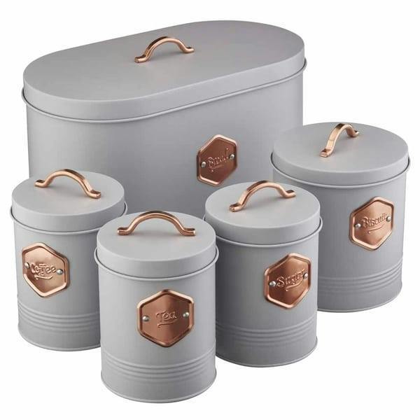 Cooks Professional 5 Piece Kitchen Storage Set | Grey / Copper